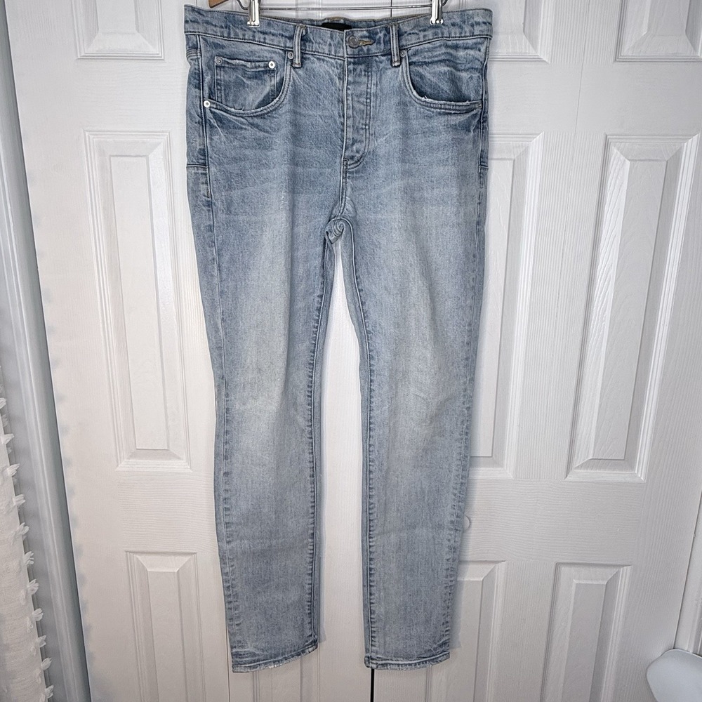 Purple Brand Jeans‎ P001 Skinny Fit Light Blue Wash Distressed 36X31